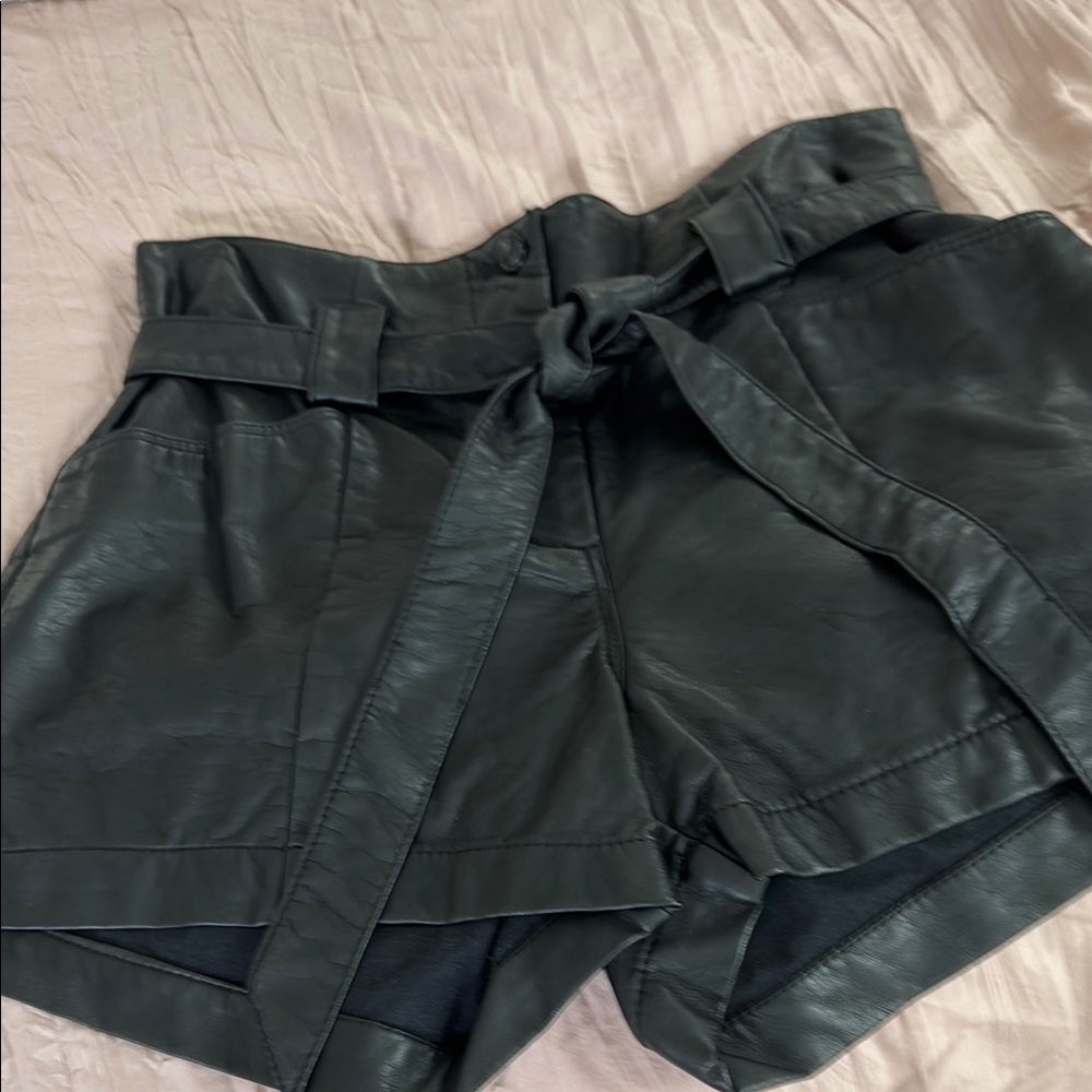 NWT H&M High Waist BLACK Leather Shorts